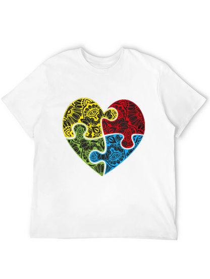 Autism Awareness Heart Puzzle Graphic T-Shirt