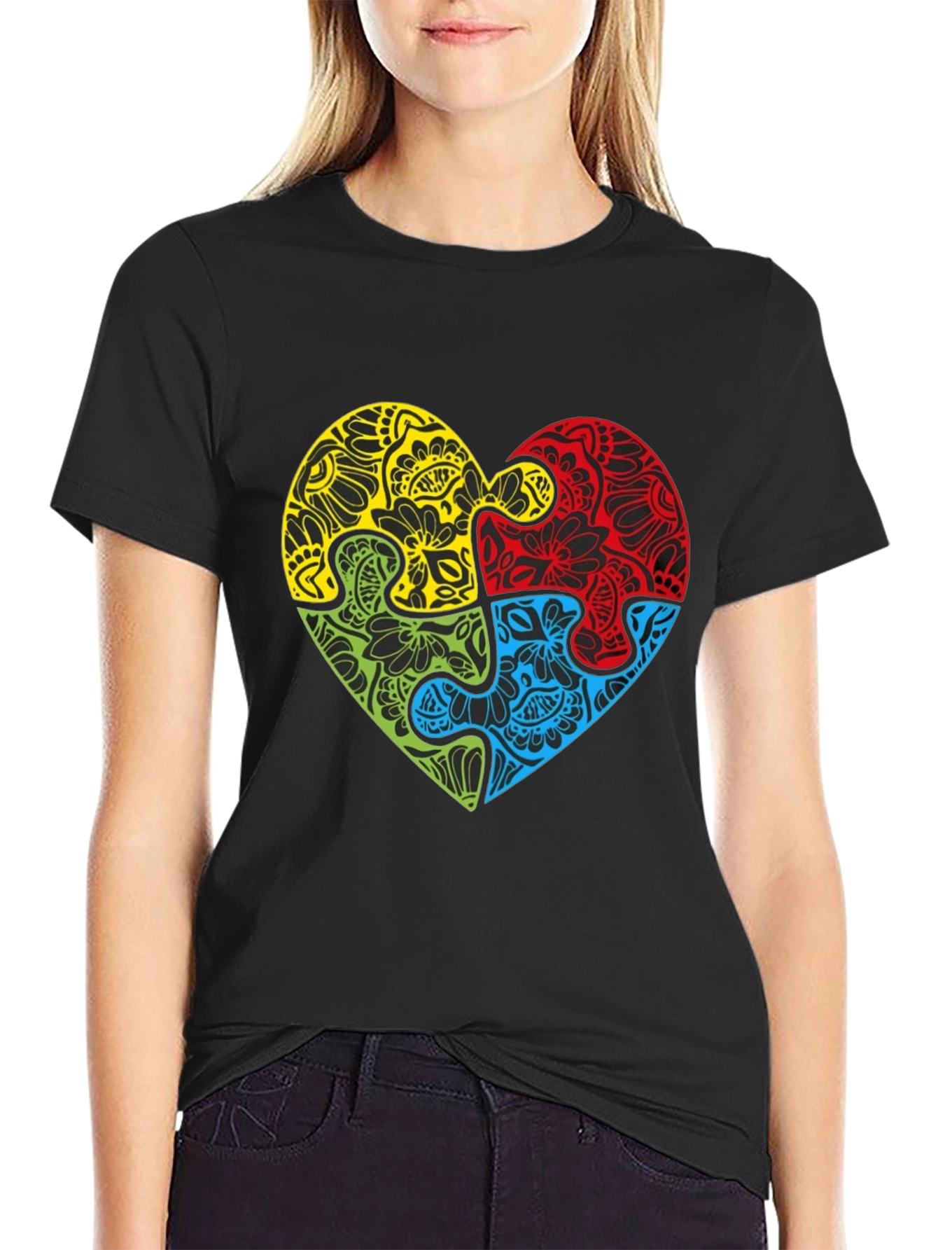 Autism Awareness Heart Puzzle Graphic T-Shirt