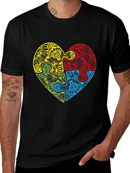 Autism Awareness Heart Puzzle Graphic T-Shirt