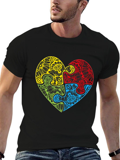 Autism Awareness Heart Puzzle Graphic T-Shirt