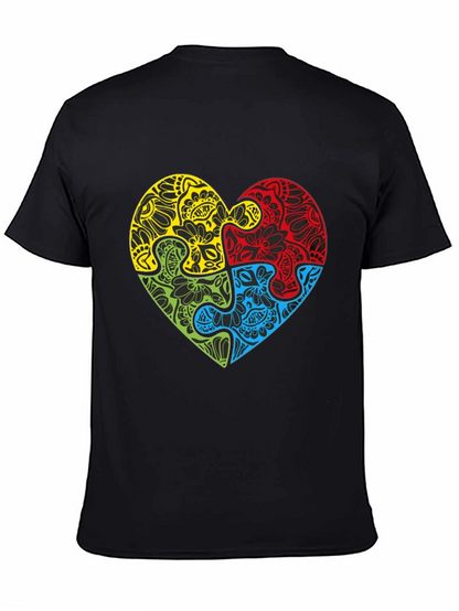 Autism Awareness Heart Puzzle Graphic T-Shirt