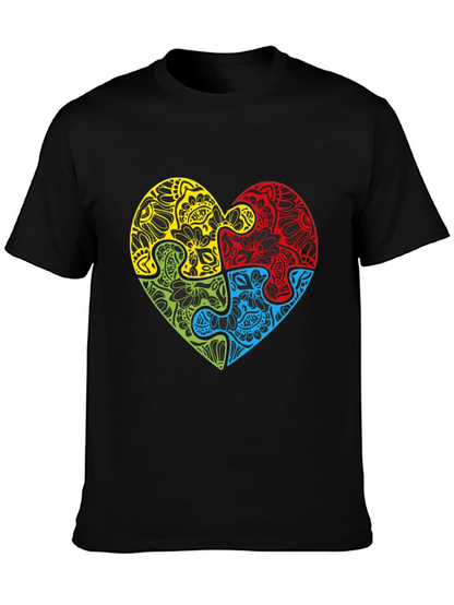Autism Awareness Heart Puzzle Graphic T-Shirt
