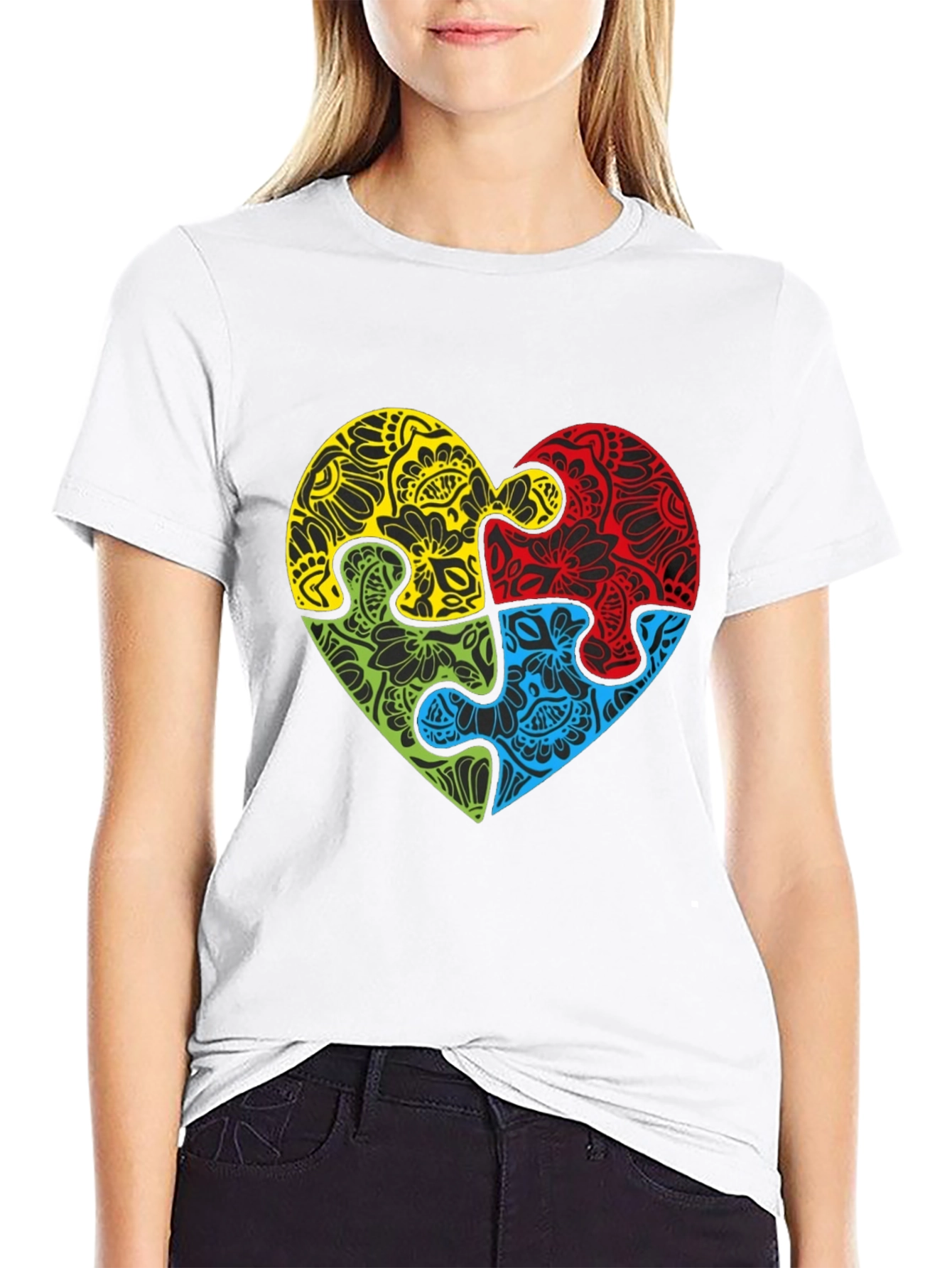 Autism Awareness Heart Puzzle Graphic T-Shirt