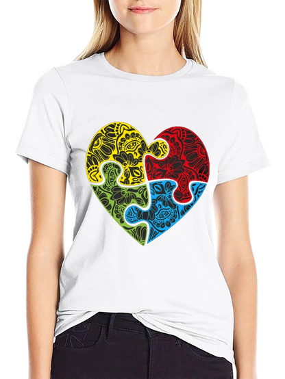 Autism Awareness Heart Puzzle Graphic T-Shirt