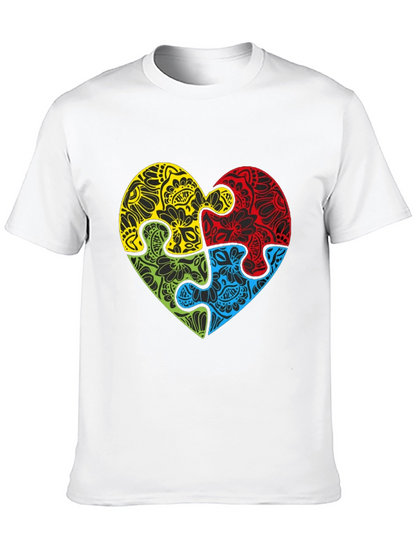 Autism Awareness Heart Puzzle Graphic T-Shirt