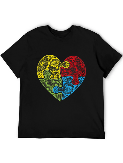 Autism Awareness Heart Puzzle Graphic T-Shirt