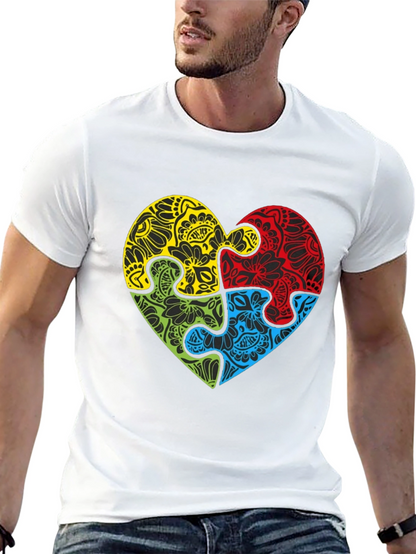 Autism Awareness Heart Puzzle Graphic T-Shirt