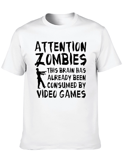 Attention Zombies T-Shirt - Video Game Consumed Brain