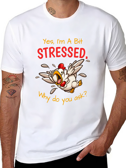 Stressed Chicken Graphic T-Shirt - Funny Animal Tee