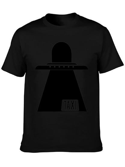 UFO Taxi Black T-Shirt - Extraterrestrial Humor Tee