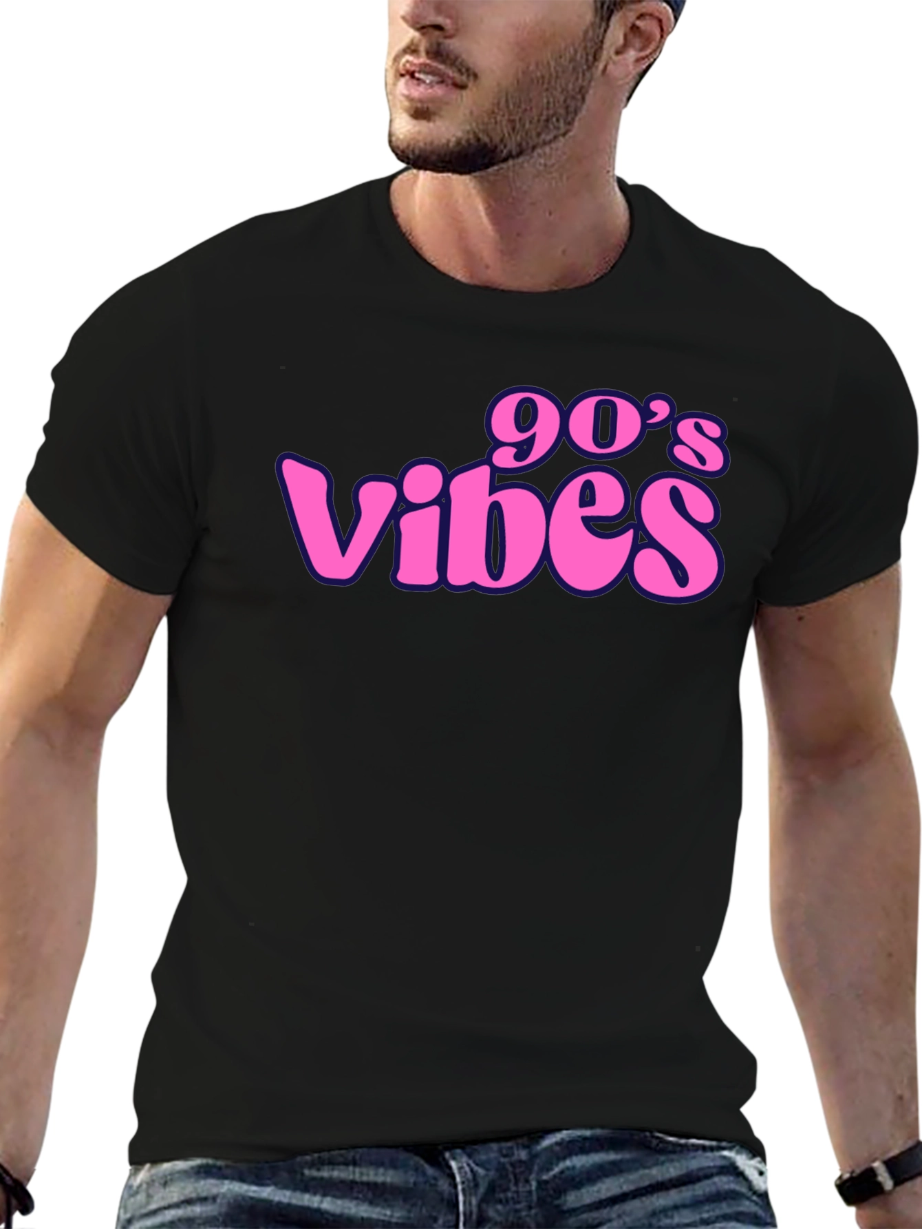 90s Vibes Black Graphic T-Shirt