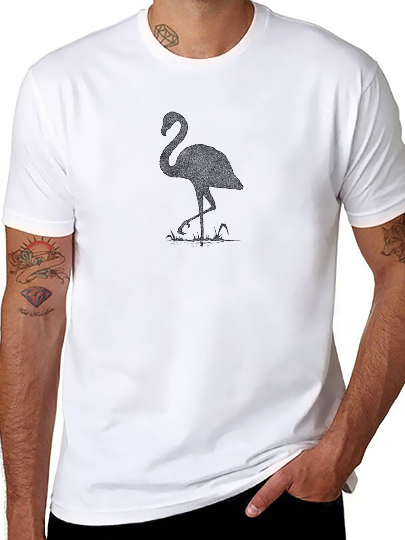 Black Flamingo Graphic Tee - Mens Casual Shirt