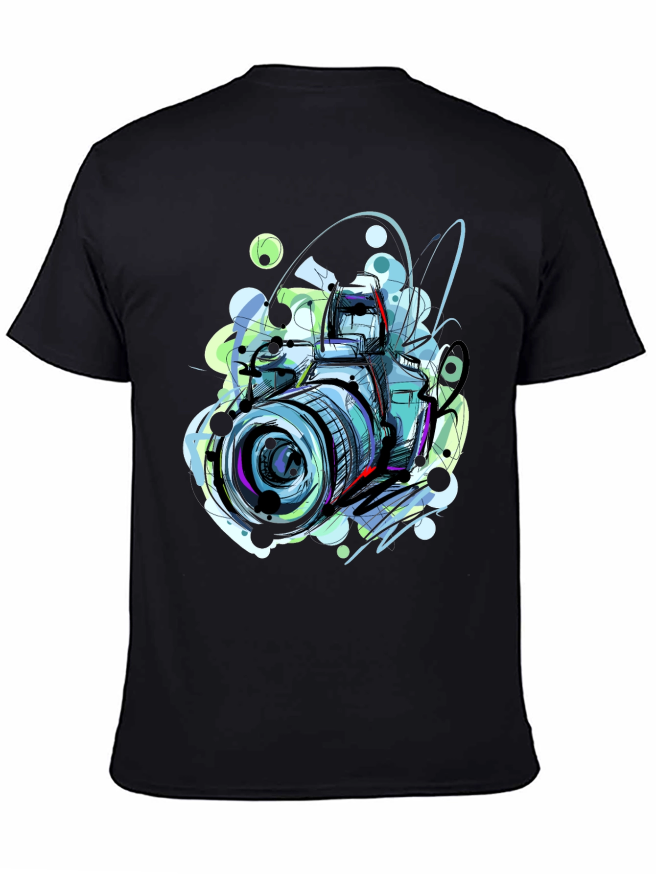 Abstract Camera Graphic Tee - Artistic Mens T-Shirt