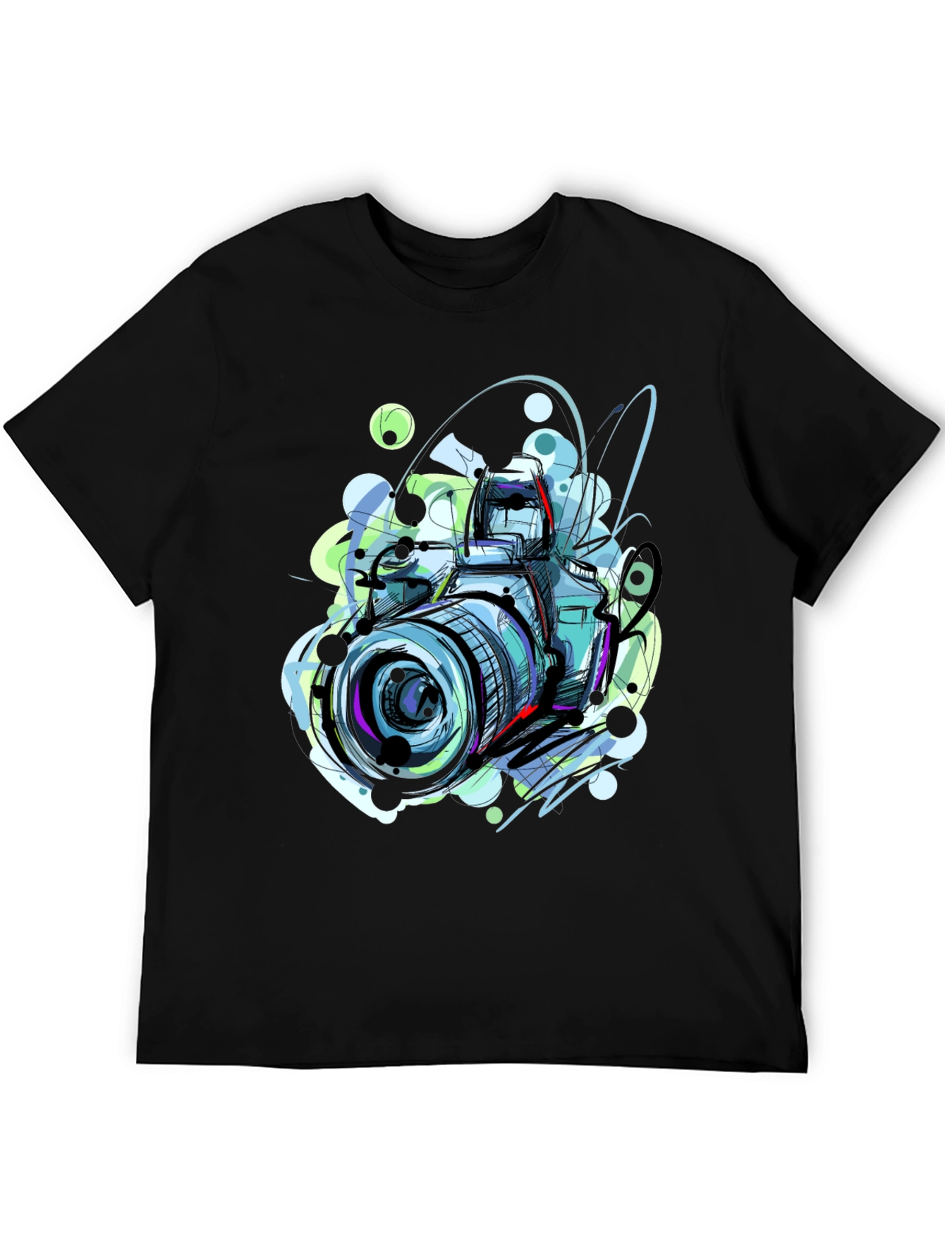 Abstract Camera Graphic Tee - Artistic Mens T-Shirt