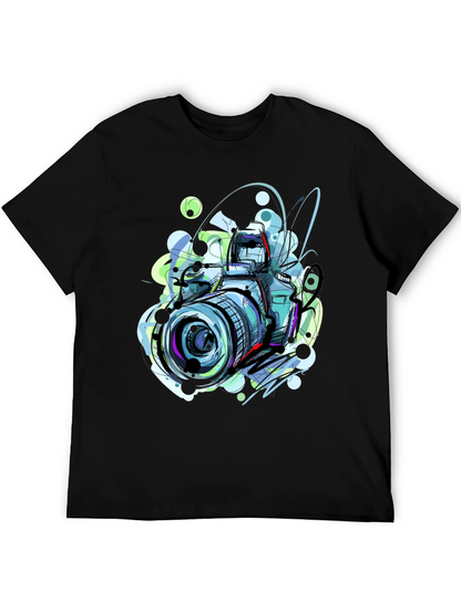 Abstract Camera Graphic Tee - Artistic Mens T-Shirt