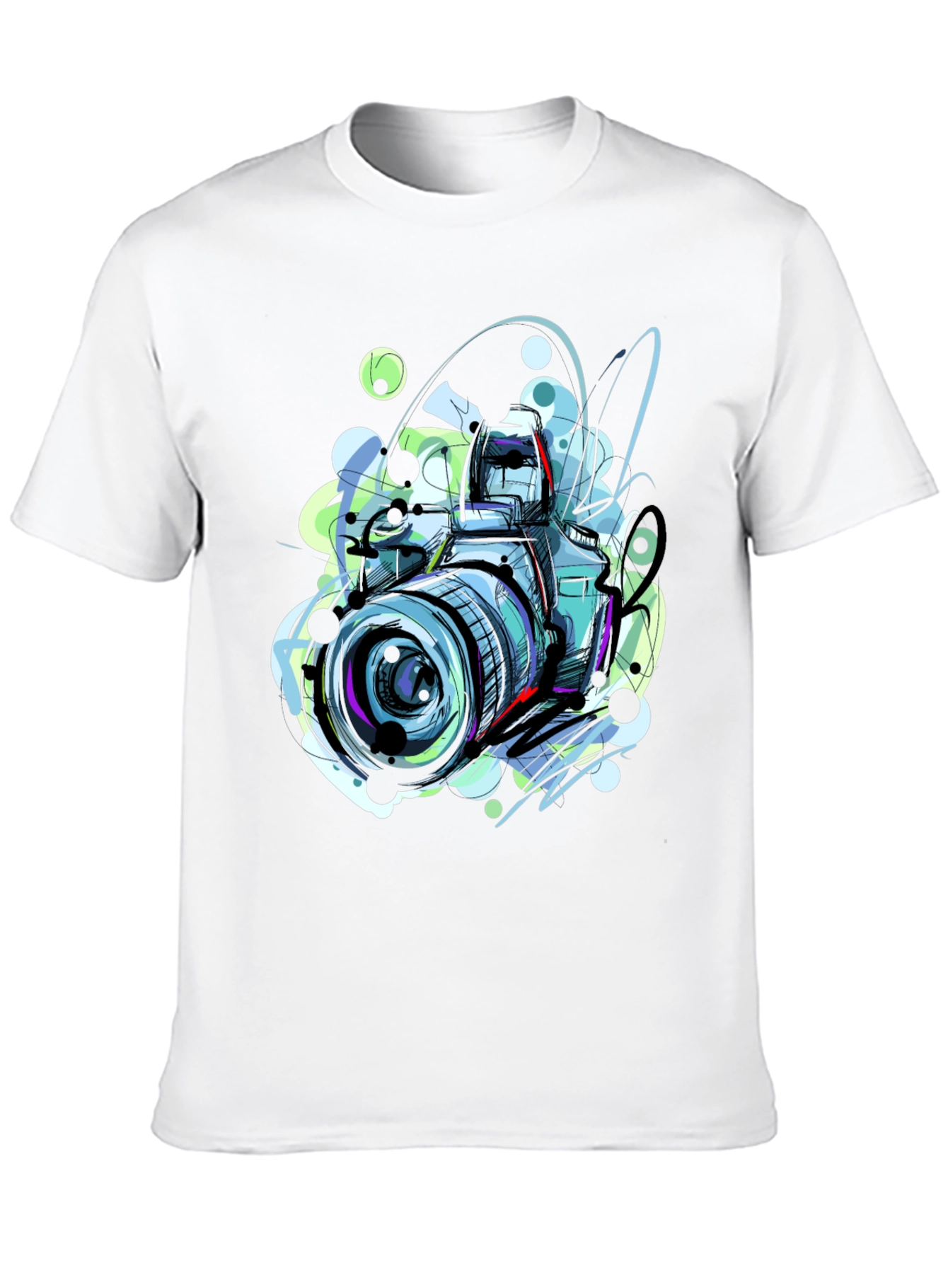 Abstract Camera Graphic Tee - Artistic Mens T-Shirt