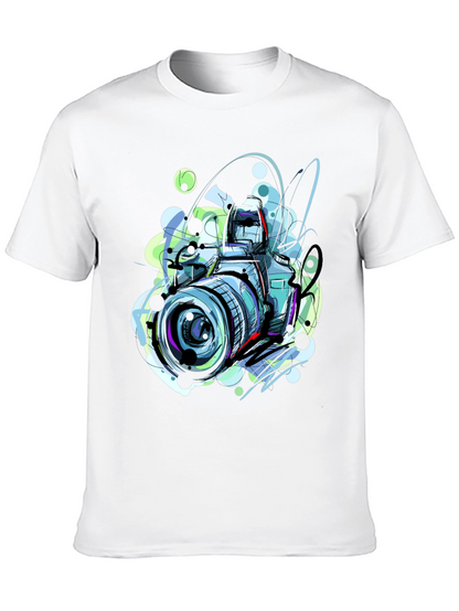 Abstract Camera Graphic Tee - Artistic Mens T-Shirt