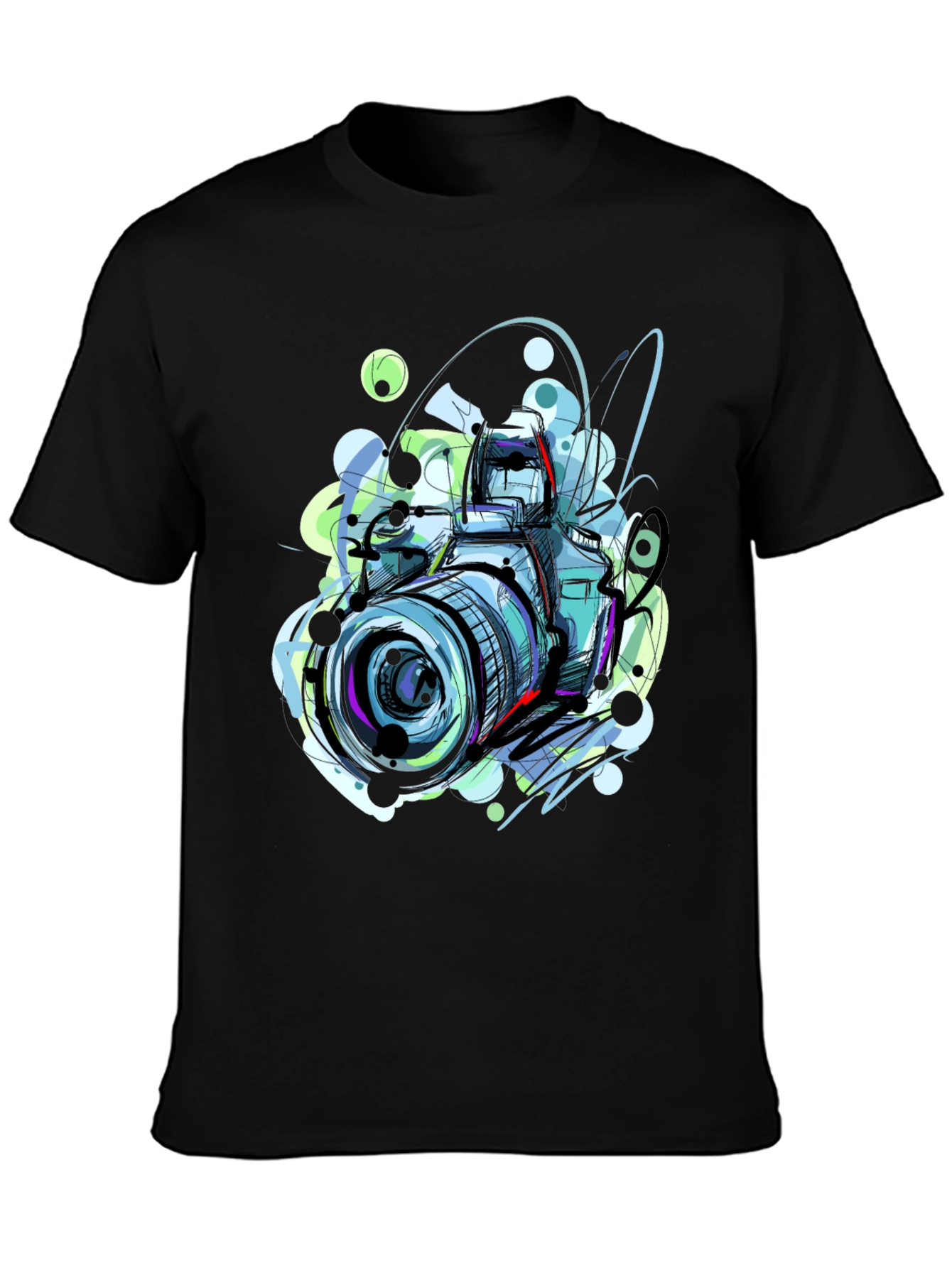 Abstract Camera Graphic Tee - Artistic Mens T-Shirt