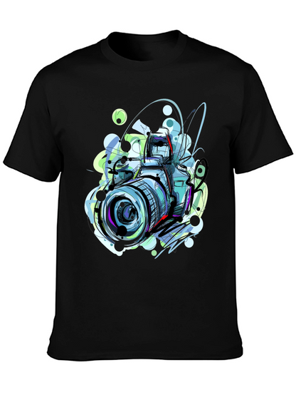 Abstract Camera Graphic Tee - Artistic Mens T-Shirt