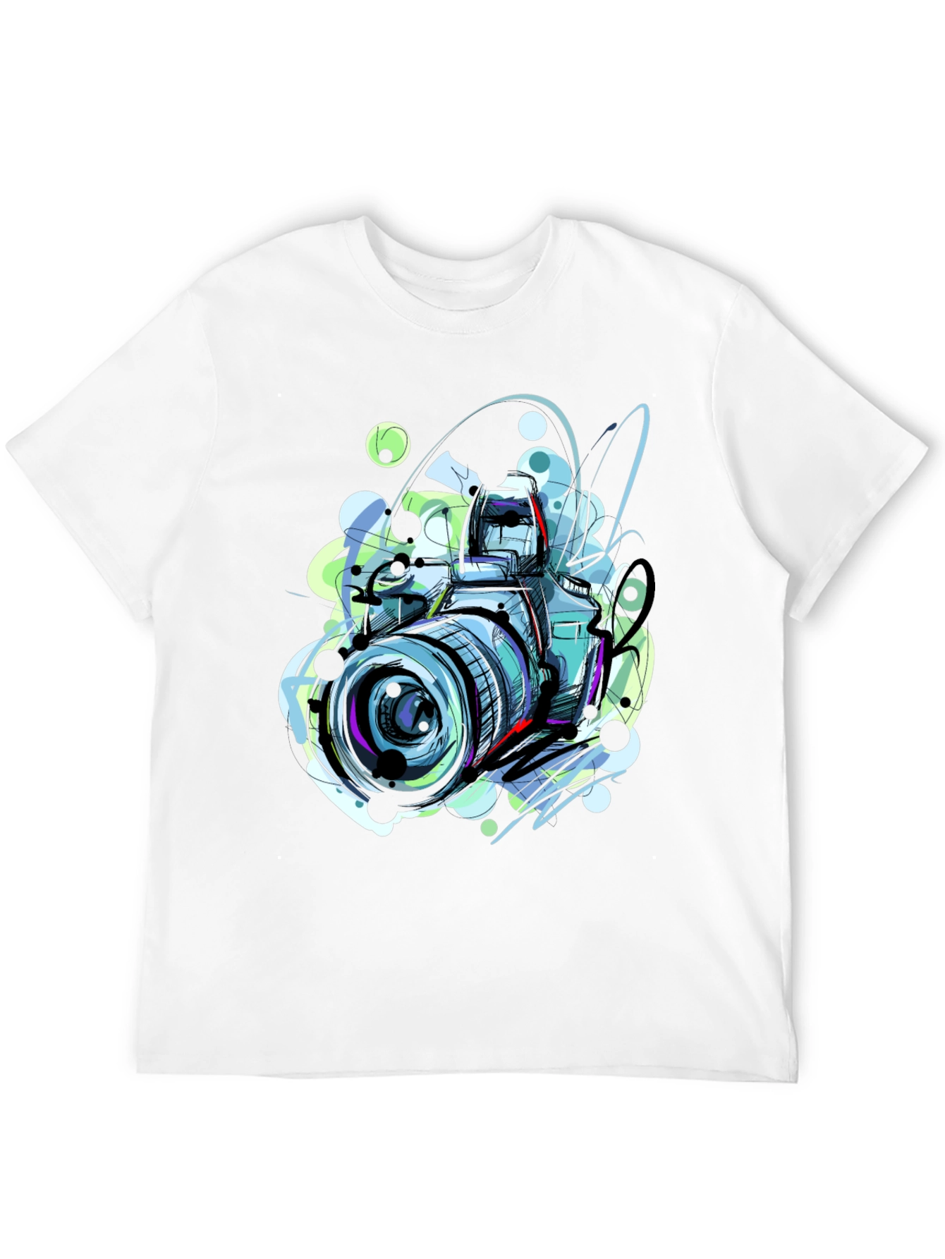 Abstract Camera Graphic Tee - Artistic Mens T-Shirt