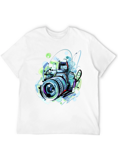 Abstract Camera Graphic Tee - Artistic Mens T-Shirt
