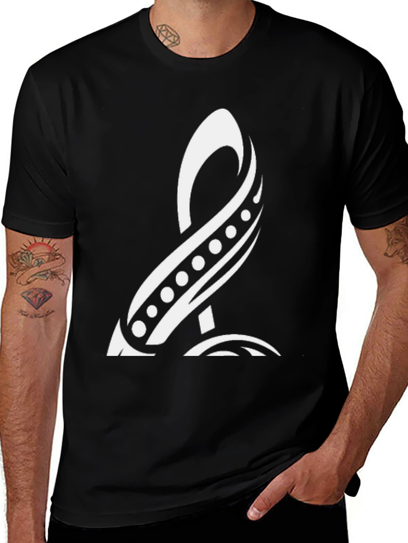 Tribal Symbol Black Tee - Unique Graphic Design