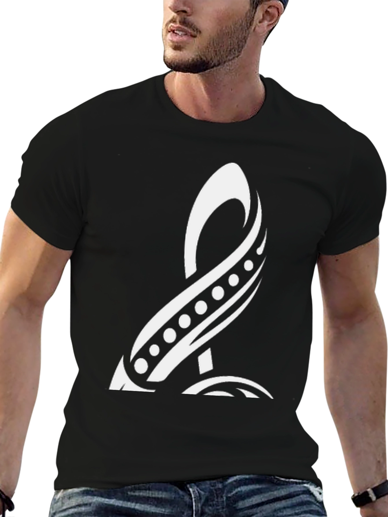 Tribal Symbol Black Tee - Unique Graphic Design