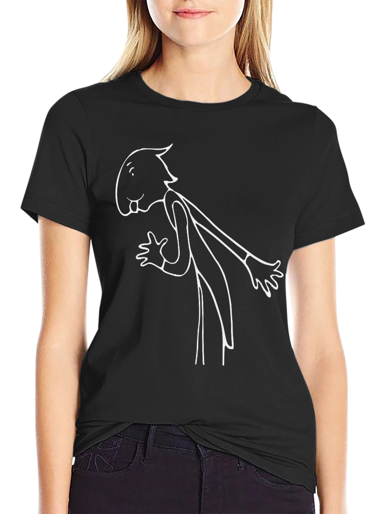 Unique Cartoon Graphic T-Shirt - Casual Black Tee