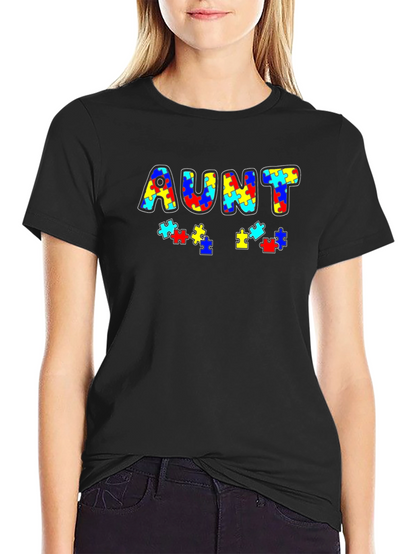 Autism Awareness Aunt Puzzle Piece T-Shirt