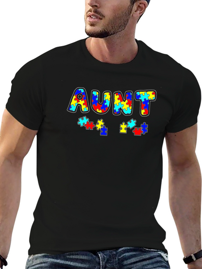 Autism Awareness Aunt Puzzle Piece T-Shirt