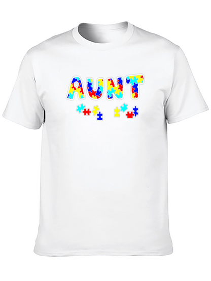 Autism Awareness Aunt Puzzle Piece T-Shirt