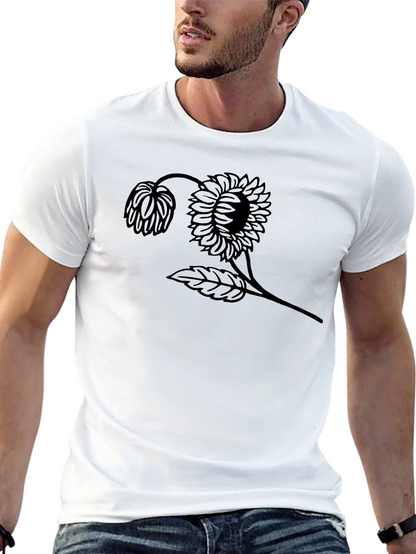 Black Graphic Tee - Sunflower Design