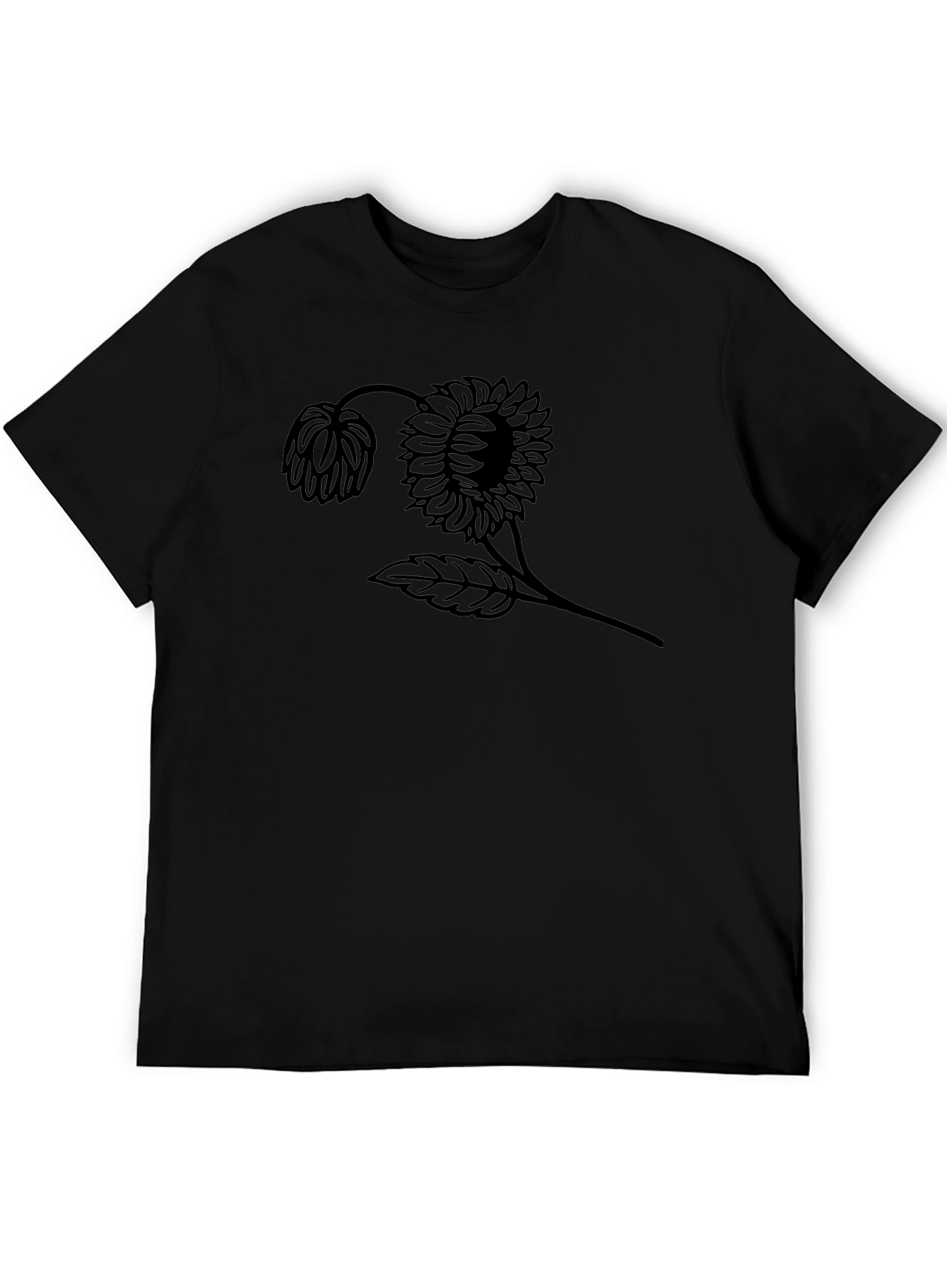 Black Graphic Tee - Sunflower Design