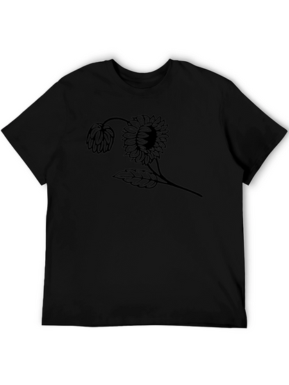 Black Graphic Tee - Sunflower Design