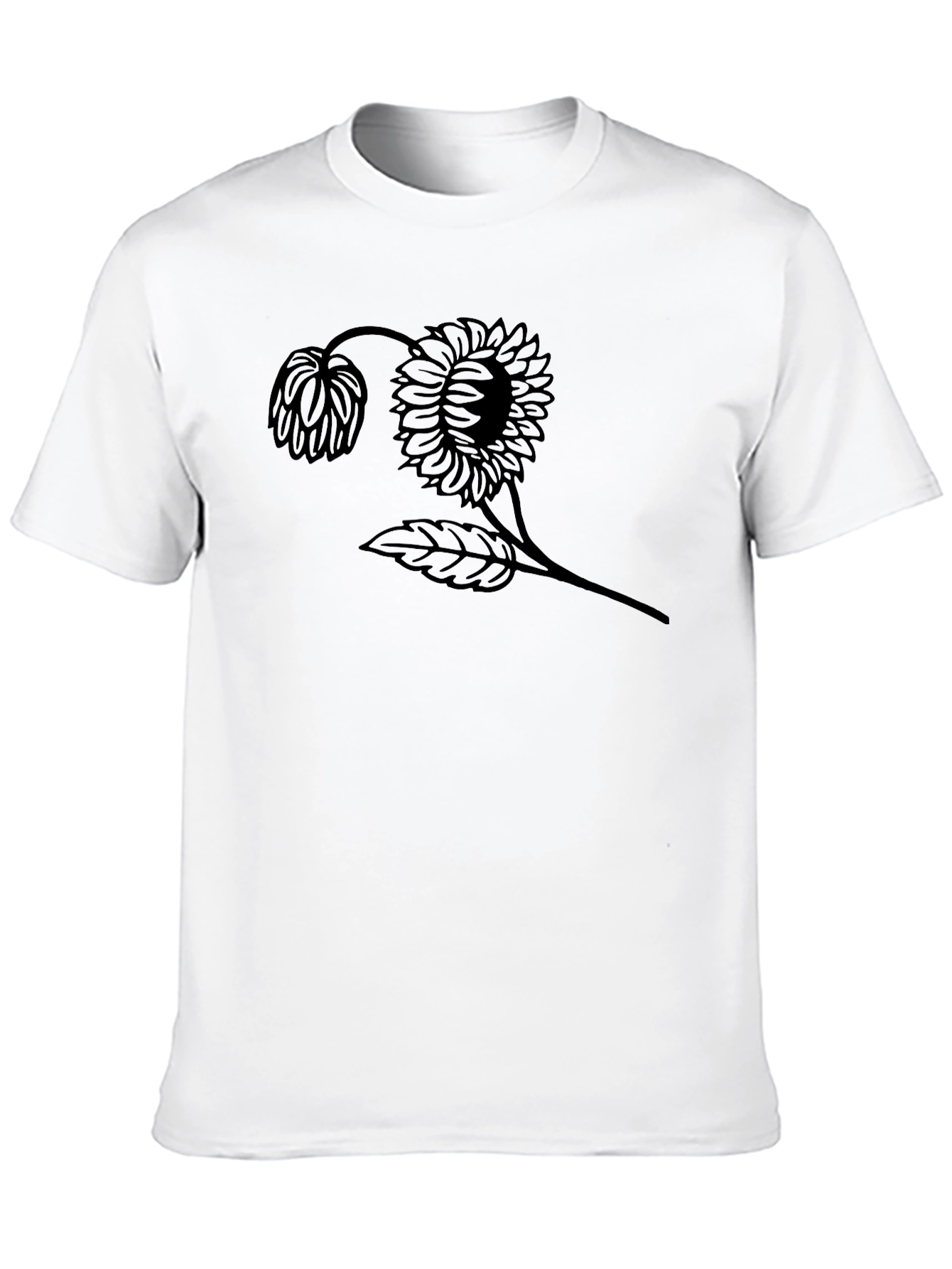 Black Graphic Tee - Sunflower Design