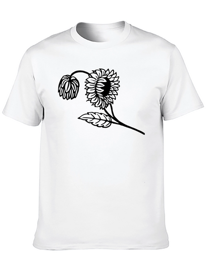 Black Graphic Tee - Sunflower Design
