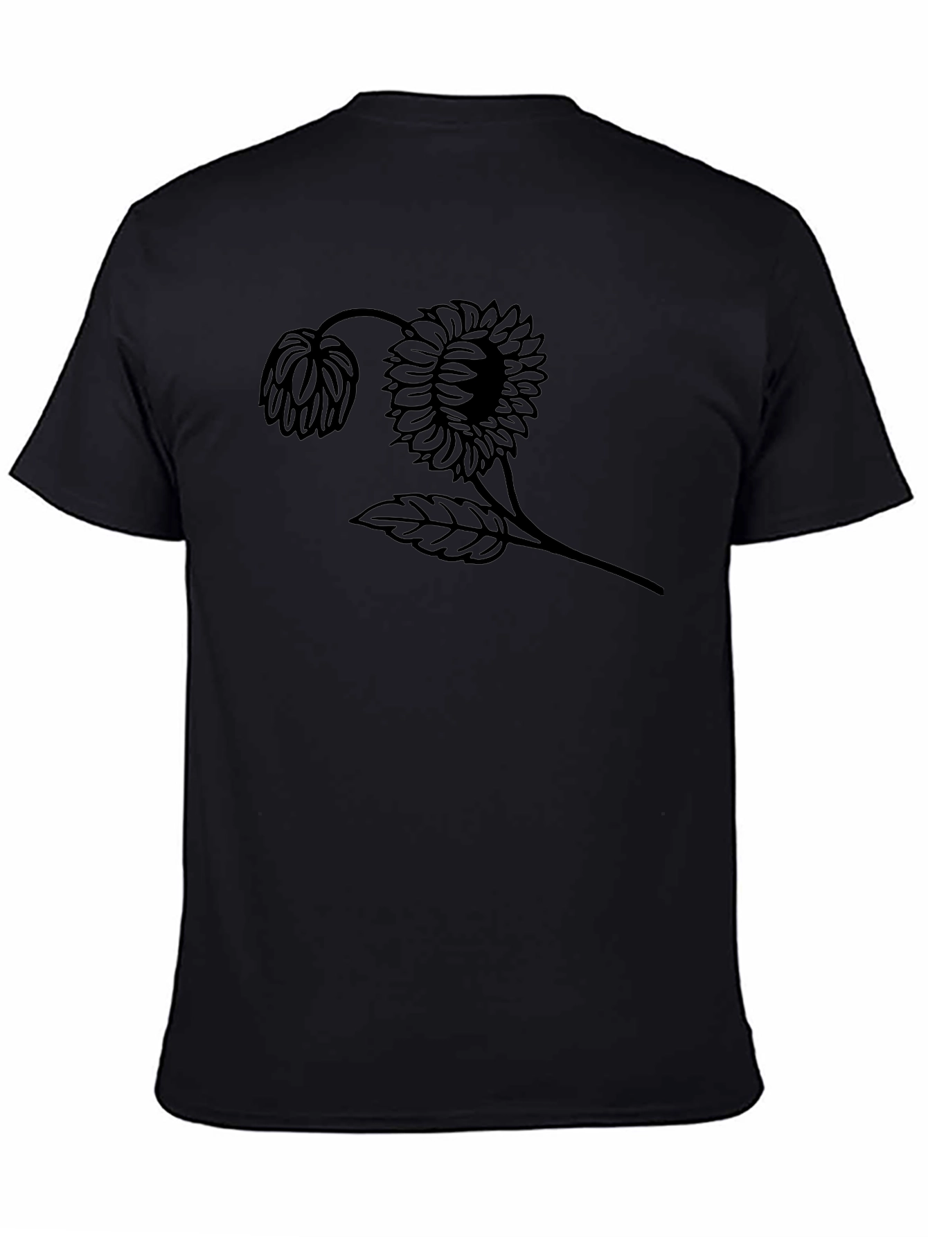 Black Graphic Tee - Sunflower Design