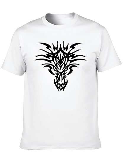 Black Tribal Dragon Graphic Tee - Mens Casual Shirt