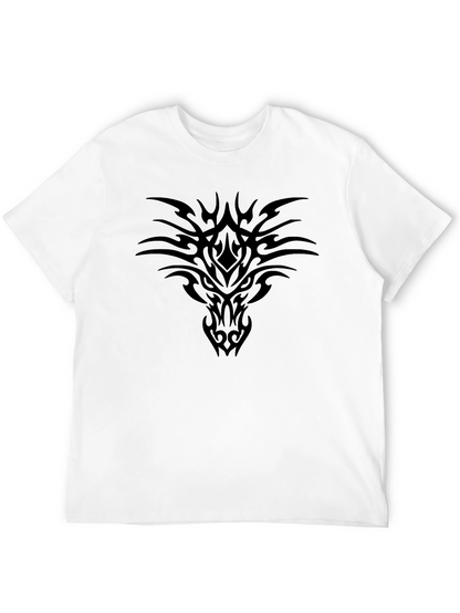 Black Tribal Dragon Graphic Tee - Mens Casual Shirt