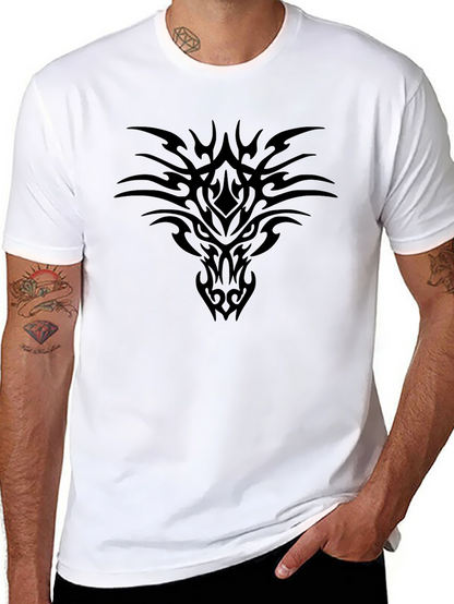 Black Tribal Dragon Graphic Tee - Mens Casual Shirt