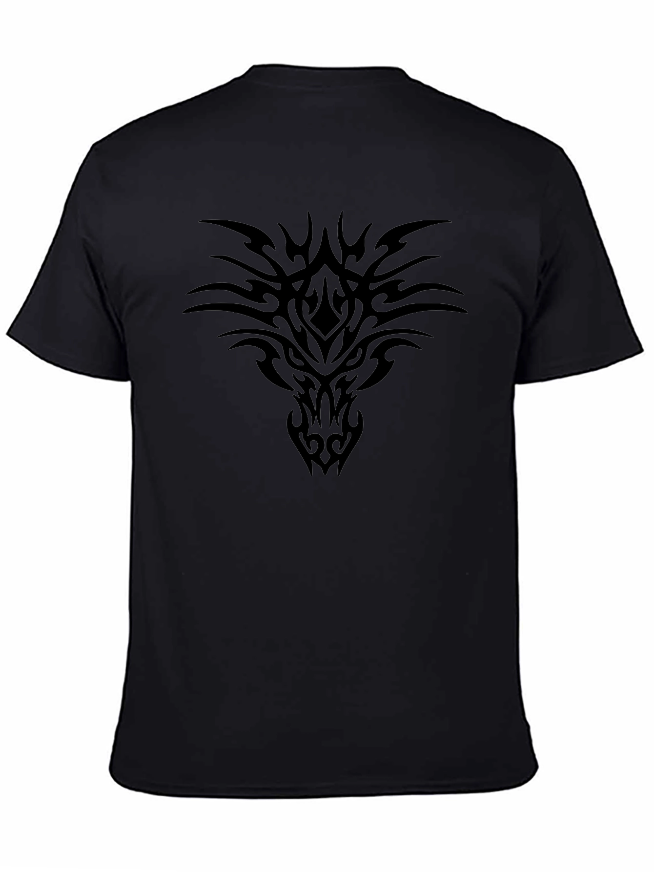 Black Tribal Dragon Graphic Tee - Mens Casual Shirt