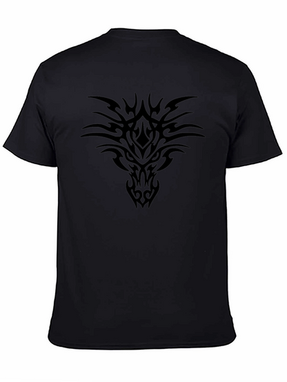 Black Tribal Dragon Graphic Tee - Mens Casual Shirt