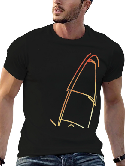 Abstract Line Art Graphic Black Tee