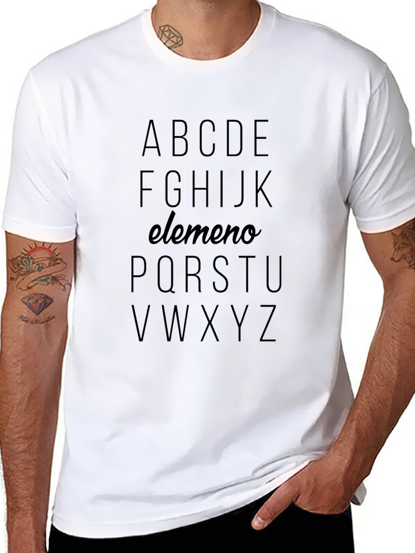 Alphabet elemeno Graphic Print Black T-Shirt