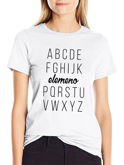 Alphabet elemeno Graphic Print Black T-Shirt