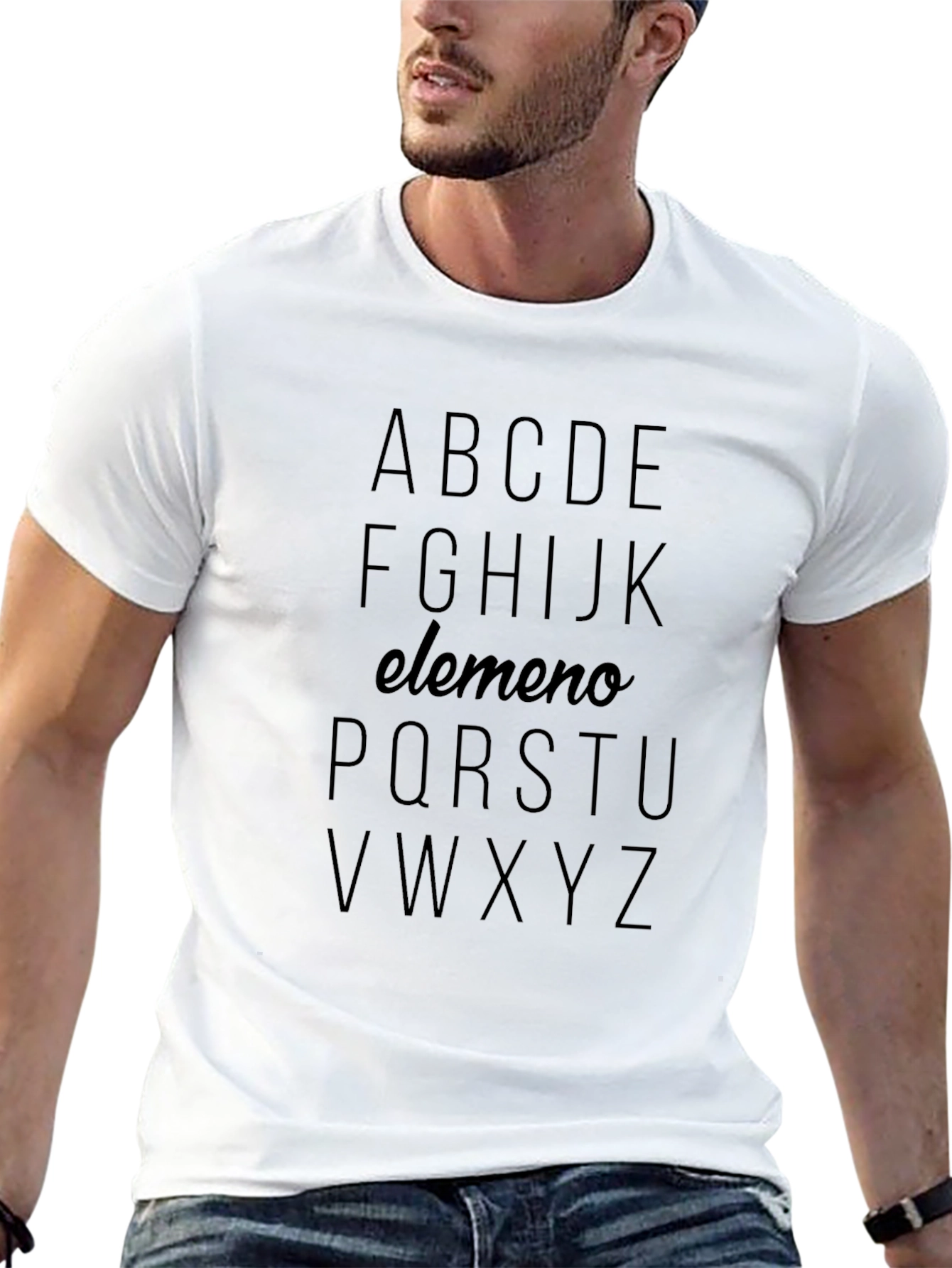 Alphabet elemeno Graphic Print Black T-Shirt
