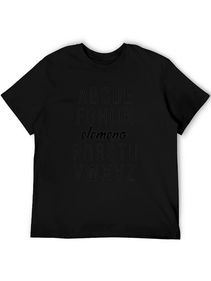Alphabet elemeno Graphic Print Black T-Shirt