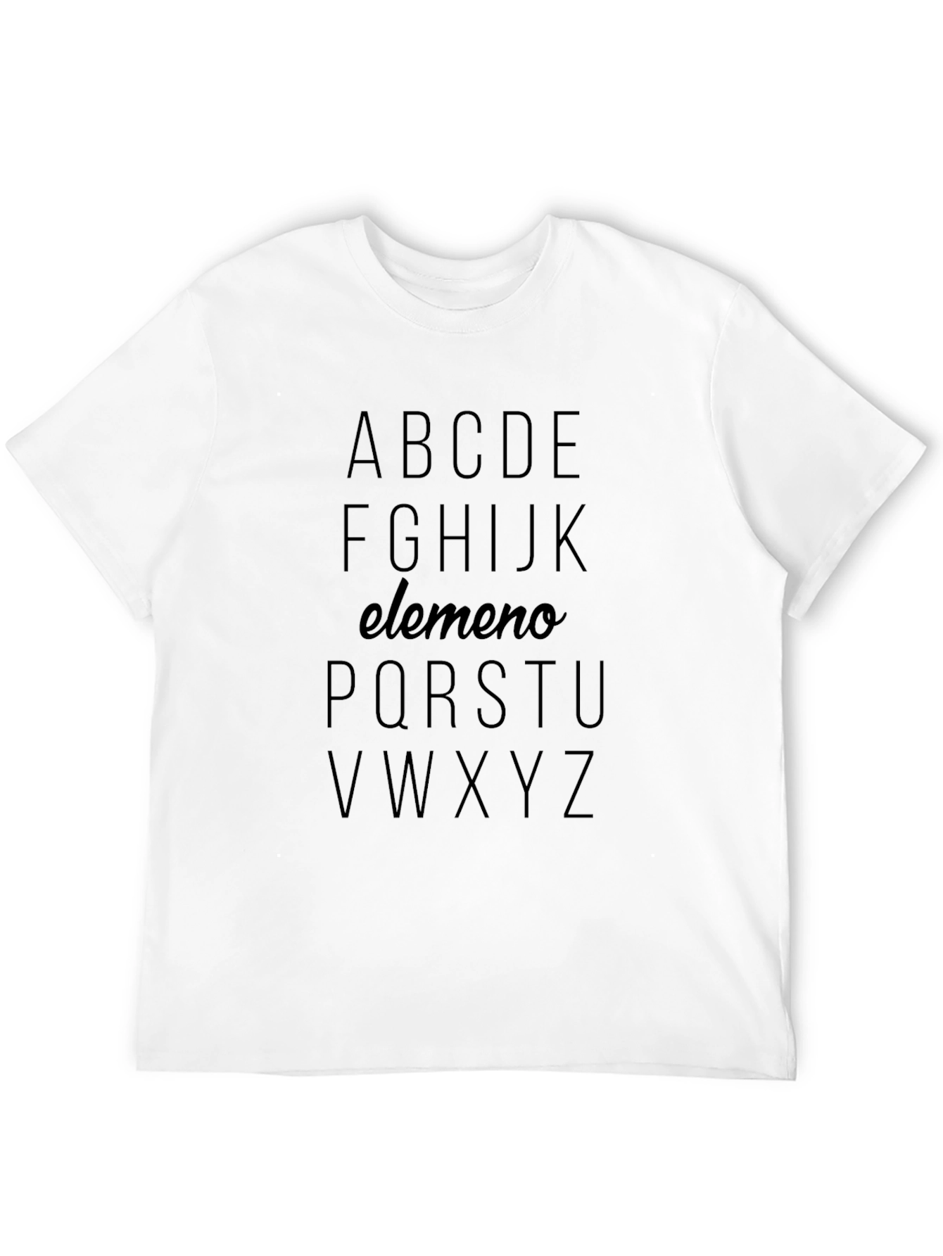Alphabet elemeno Graphic Print Black T-Shirt