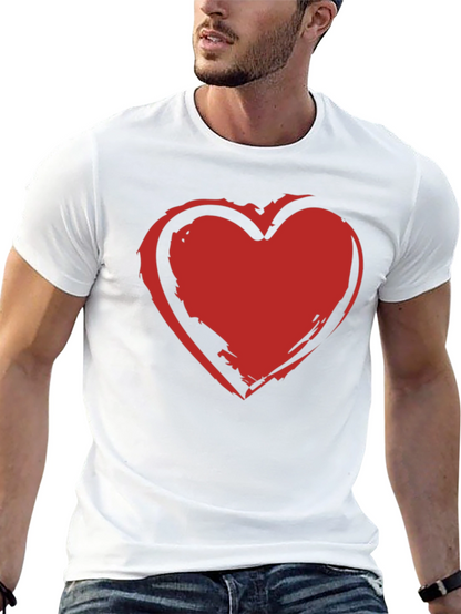 Bold Red Heart Graphic Black T-Shirt