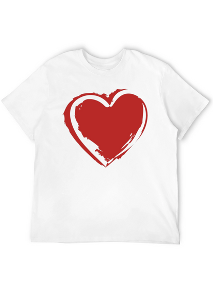 Bold Red Heart Graphic Black T-Shirt